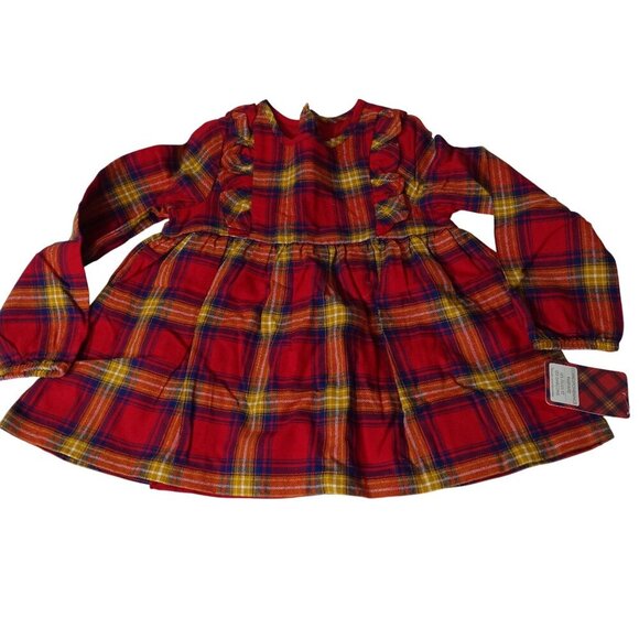 Tahari 2 Piece Red Plaid Flannel Dress with Blue Leggings Set Girls Size 4T NEW - Picture 2 of 8